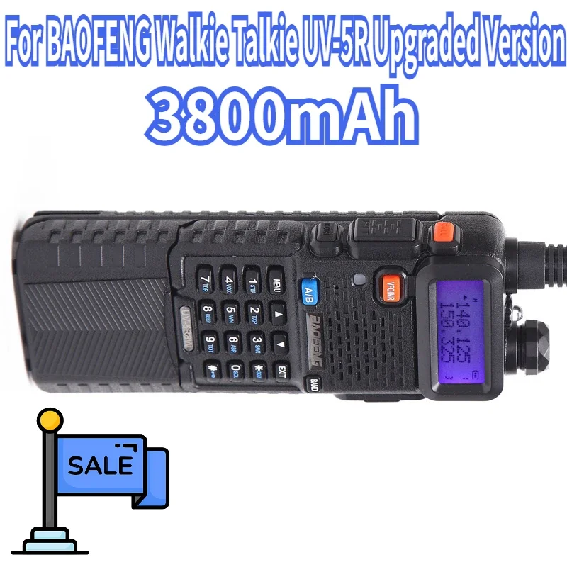 BAOFENG Walkie Talkie UV-5R, versi ditingkatkan Perbesar baterai asli 3800mAh mendukung pengisian daya tipe-c UV5R Radio dua arah