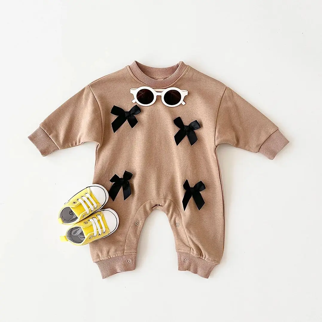 Newborn Baby Girls Clothes Romper Cute Bow Pullover Infant jumpsuit Spring Autumn Cotton Toddler Children Clothing 0-18M