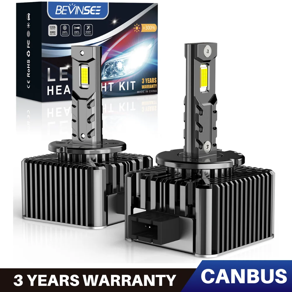 

Светодиодные лампы BEVINSEE D1S D3S LED Canbus D2S D5S D1R D2R D3R для фар, 70W 6000K 7000LM, замена ксеноновых ламп, Plug&Play, 12V