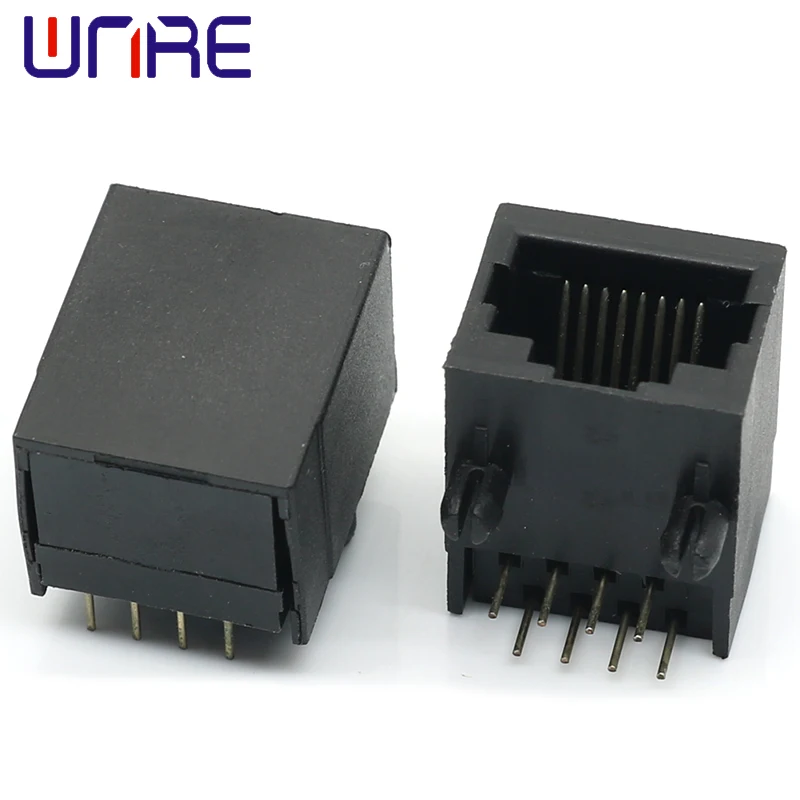 RJ45-58C Single Port Full Plastic Black Connector Crystal Head Female Network Socket Connector Interface