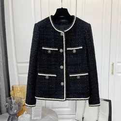 Abrigo pequeño y fragante para mujer, chaqueta de talla grande, diseño de nicho, holgado, versátil, Top de Tweed, prendas de vestir, otoño e invierno, 2023