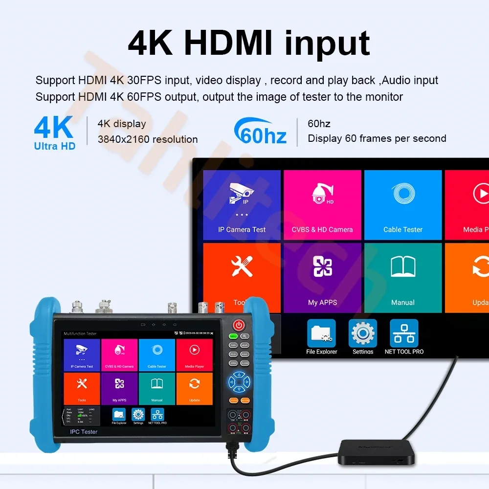 IPC-9800ADH Pro 8K IPC8MP AHD CVI TVI Camera Tester UTP Cable Tester PoE IP HDMI VGA Input Power Output CCTV IPC Tester