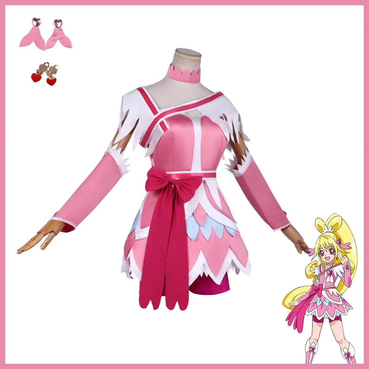 Anime Doki Doki! PreCure Cure Heart Cosplay Costume Pretty Cure Pink Lolita Skirt Wig Woman Sexy Carnival Halloween Suit view 5