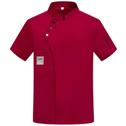 Unisex Chef Uniform Kitchen Hotel Cafe Cook Work Clothes Short Sleeve Shirt Double-Breasted Chef Jacket Tops For Man Women