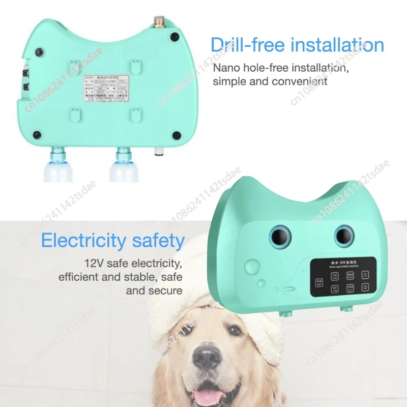 

Automatic Pet Spa Bubble Machine, 4 Bottles Grooming Cleaning Supplies for Cat Dog Bath Massage, Shampoo Mix & Dilute