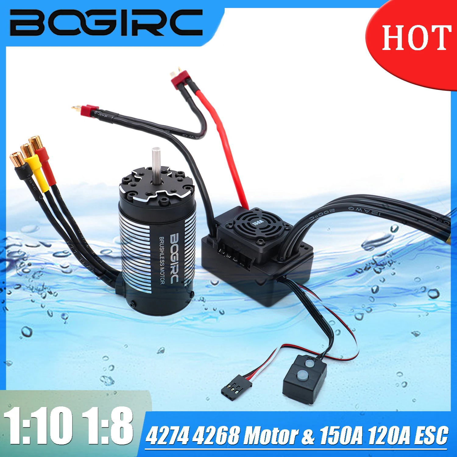BOGIRC 4274 4268 Motore Brushless 150A 120A ESC Combo Impermeabile 2-12S Albero 5mm per Auto RC 1:10 1:8 Arrma Traxxas Off-Road Buggy
