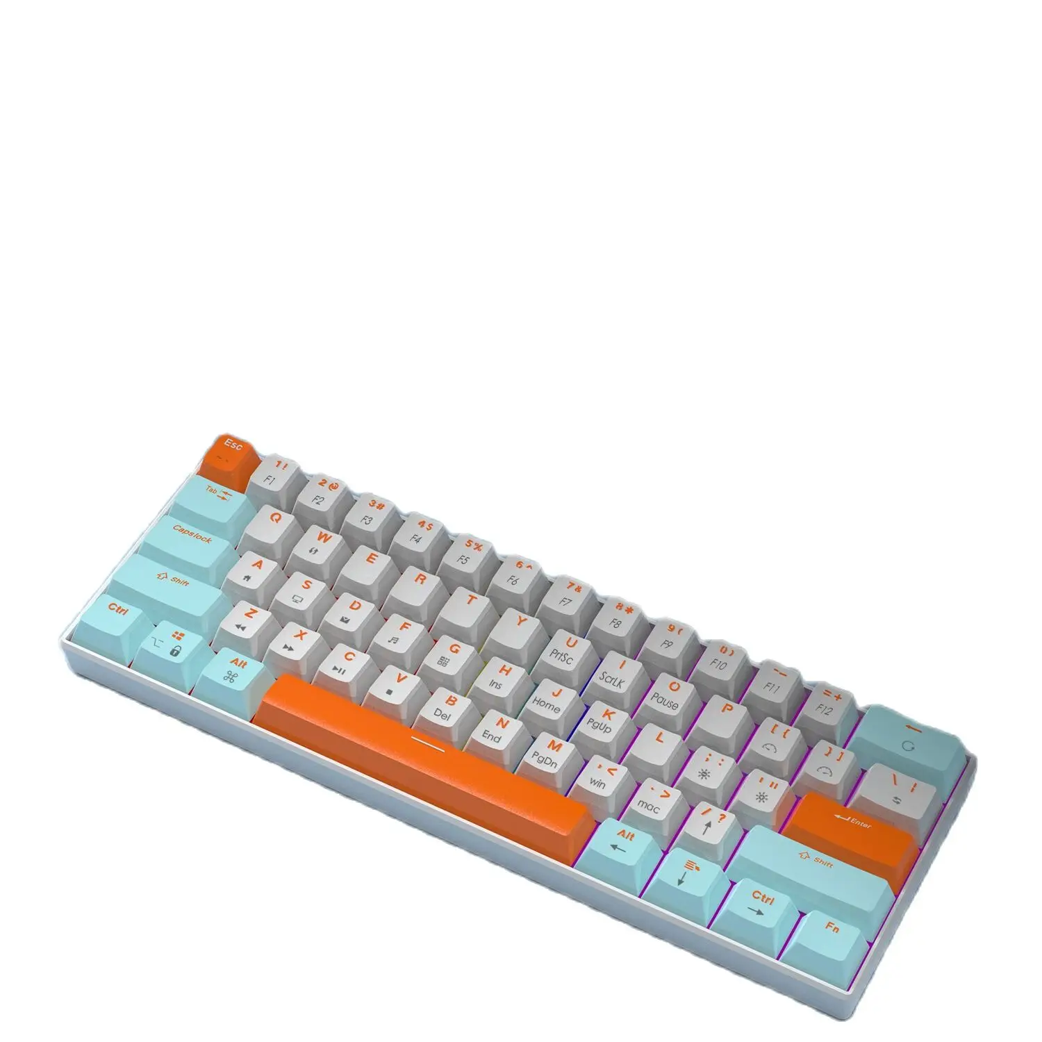 YX61 Wired 60% Mechanical Keyboard Salmon Theme ANSI Layout Gaming Keyboard for Business Office