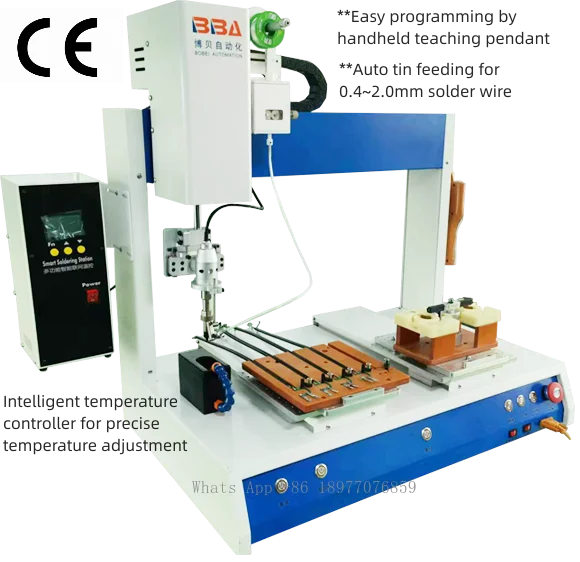 Auto Robotic Iron Station Battery Soldering Robot Automatic Wire PCB Soldering Machines Guangdong For Led Strip Light Lamp