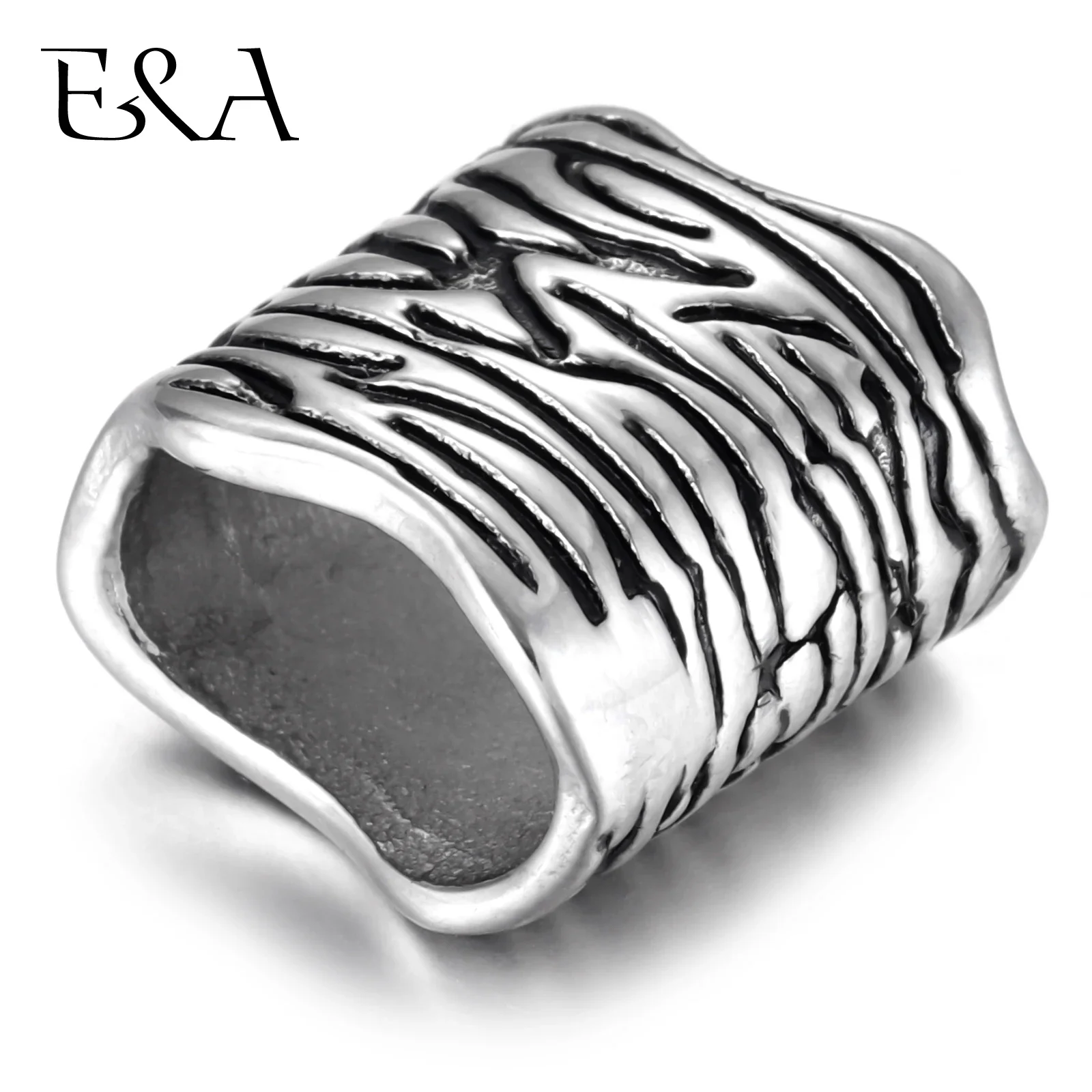 Stainless Steel Vintage Slide Charms Zebra Stripe Hole 11x7mm for Charm Bracelet Making Leather Jewelry DIY Slider Bead Findings