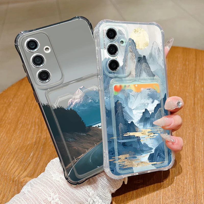 Mountain Landscape Pattern Phone Case For Samsung Galaxy S25 FE S26 S24 S23 Ultra S22 Plus S25 Edge Clear Card Bag Wallet Cover view 3
