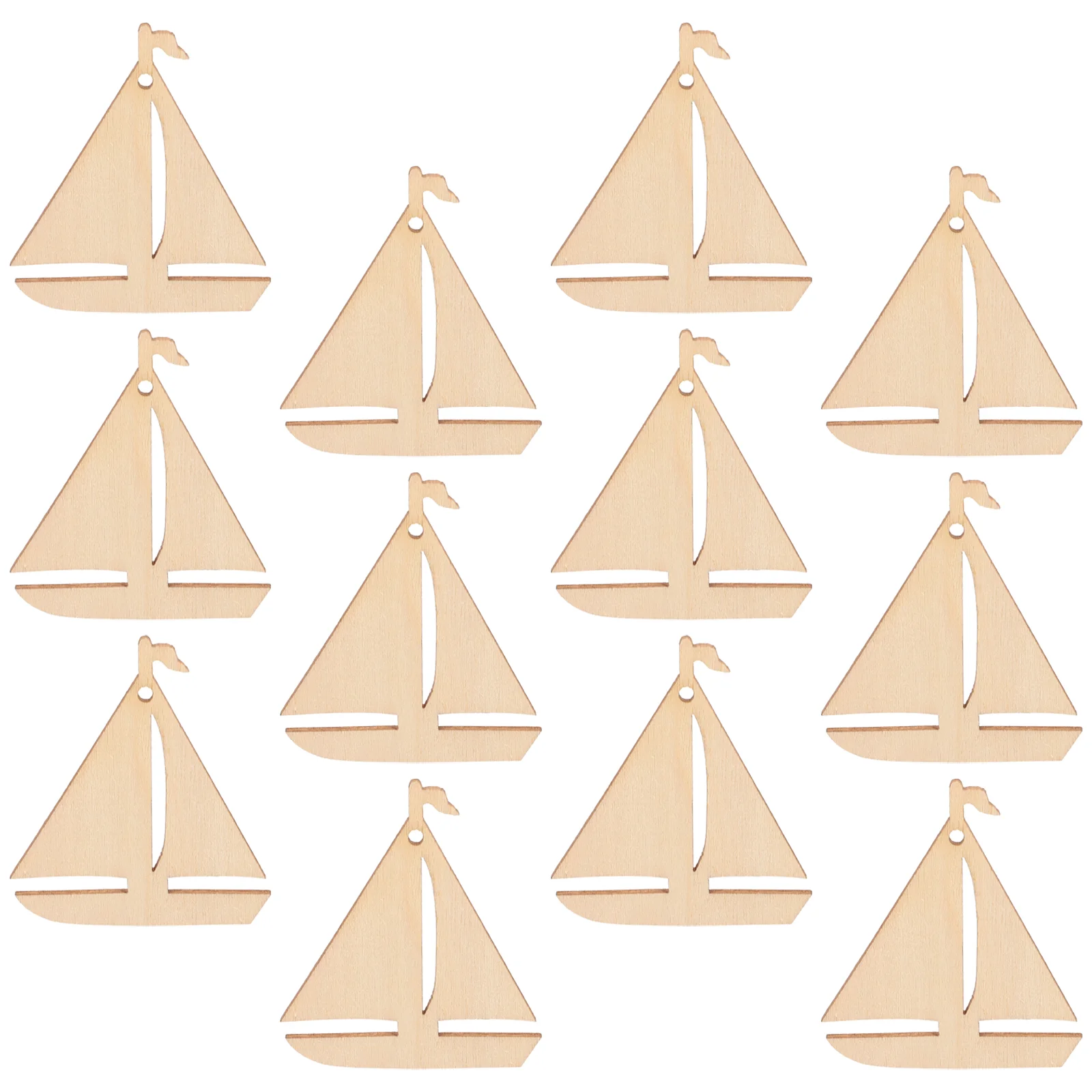 50 Pcs Wooden Sailboat Cut Out Boats Sailing Blank Tags Pink Cutout Chips Unfinished Slices Graffiti