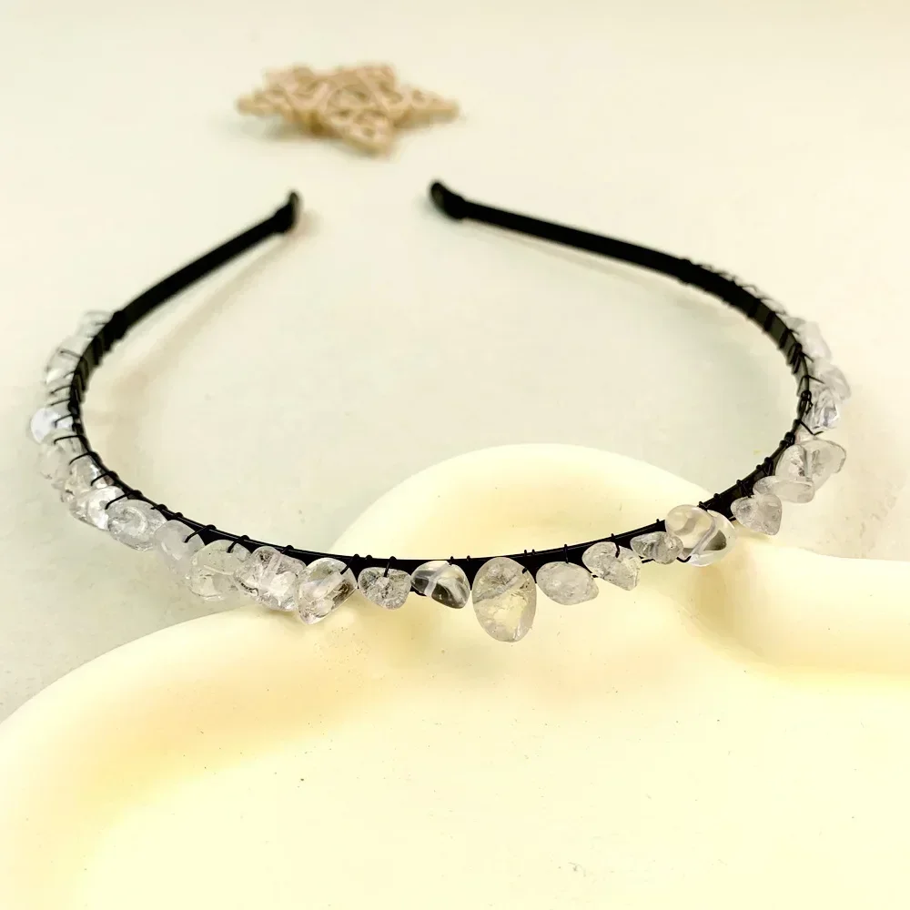 10pcs Kids Adult Stone Headband Crystal Quartz Hair Tiara Beads Birthday Gift  New Years Party Decoration Favor Wedding Festival