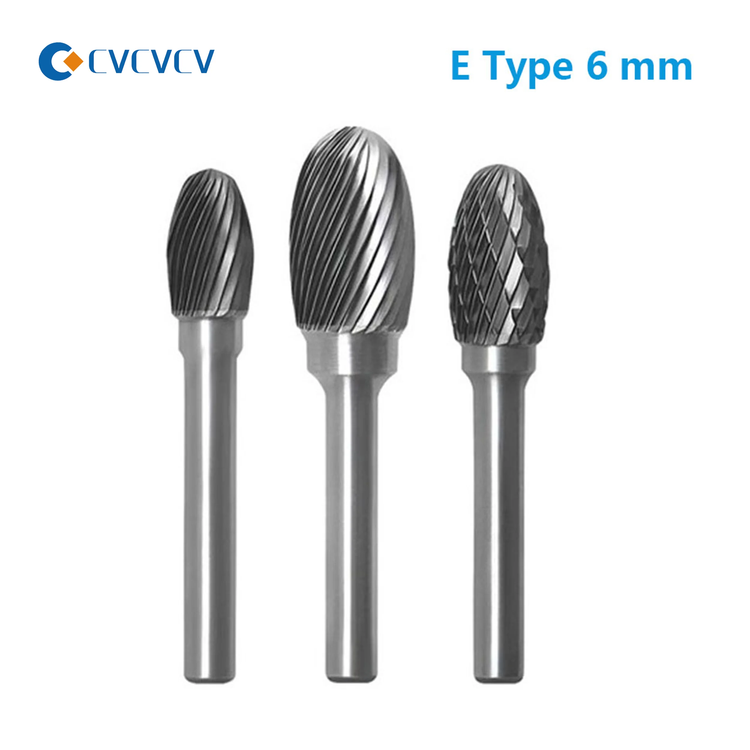 Tungsten Steel Carbide Rotary File Double Cross Teeth Oval Milling Cutter EX E0610 0813 1425M06 CNC Metal Cutter 6mm Rotary File