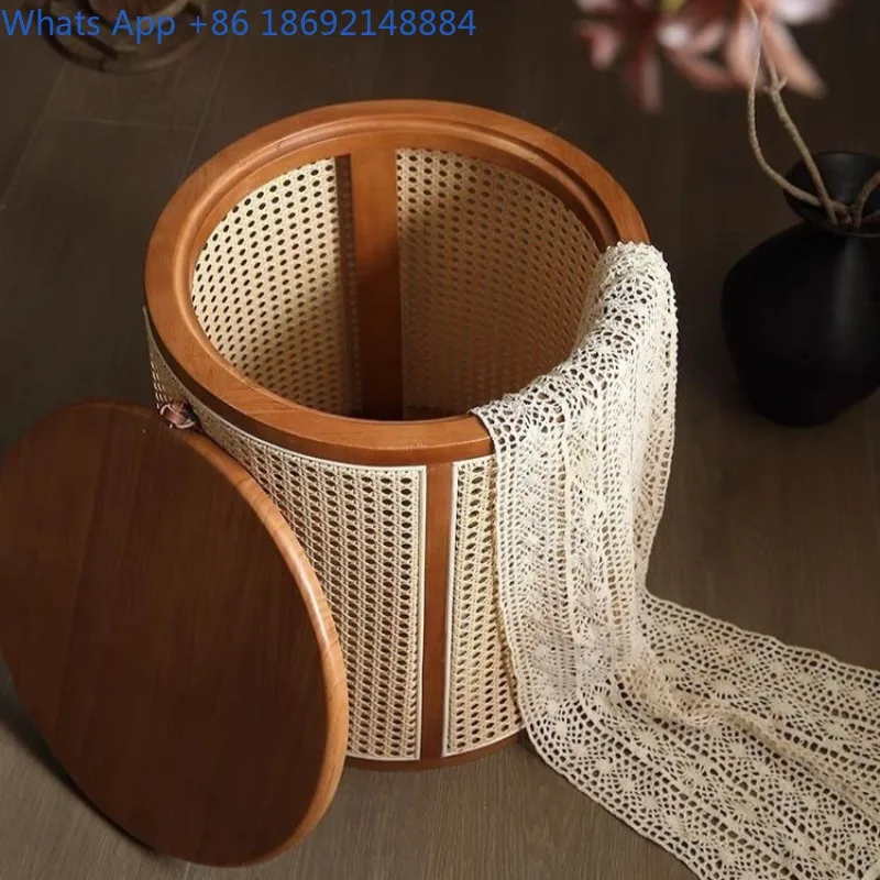 Solid Wood Japanese Style Living Room Storage Bedside Table Home Sofa Simple Table Paper Basket Round Coffee Table