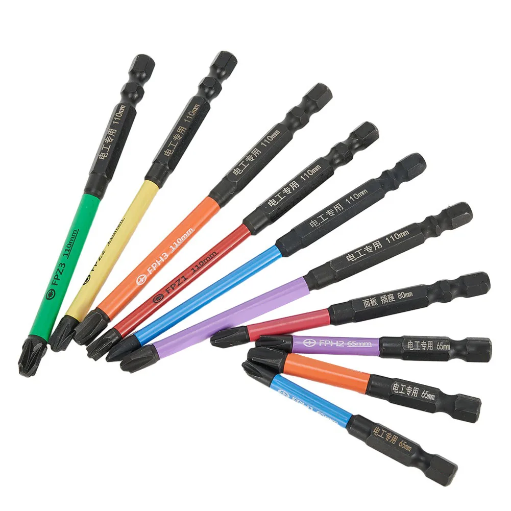 

Cross Screwdriver PZ Screwdriver Bit 10pcs With Magnetism Work More Easily Color Differentiation FPZ1 FPZ2 FPZ3