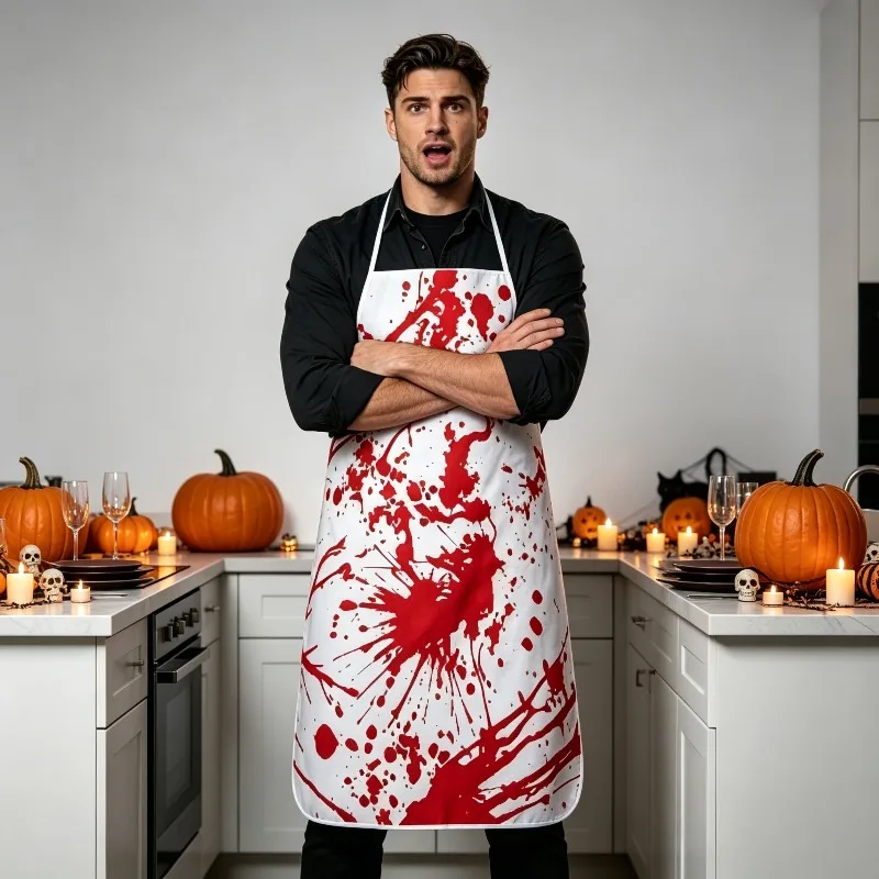 Blood Stain Horror Bloody Apron Halloween Masquerade Cosplay Outfit Decor For Holiday Themed Party Costume Matching Supplies