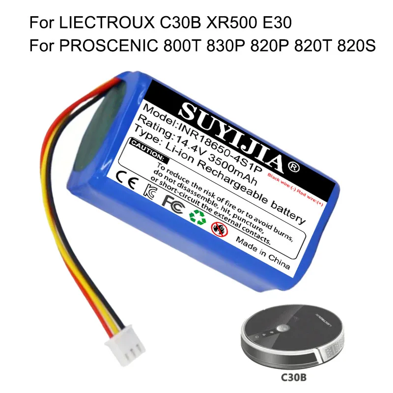 14.4V 3500mAh Vacuum Cleaner Battery for Chuwi/Polaris/Kitfort/DIBEA/Ecovacs DN620/iBoto ILife V5/Genio/Lectroux C30B /Xiaomi G1