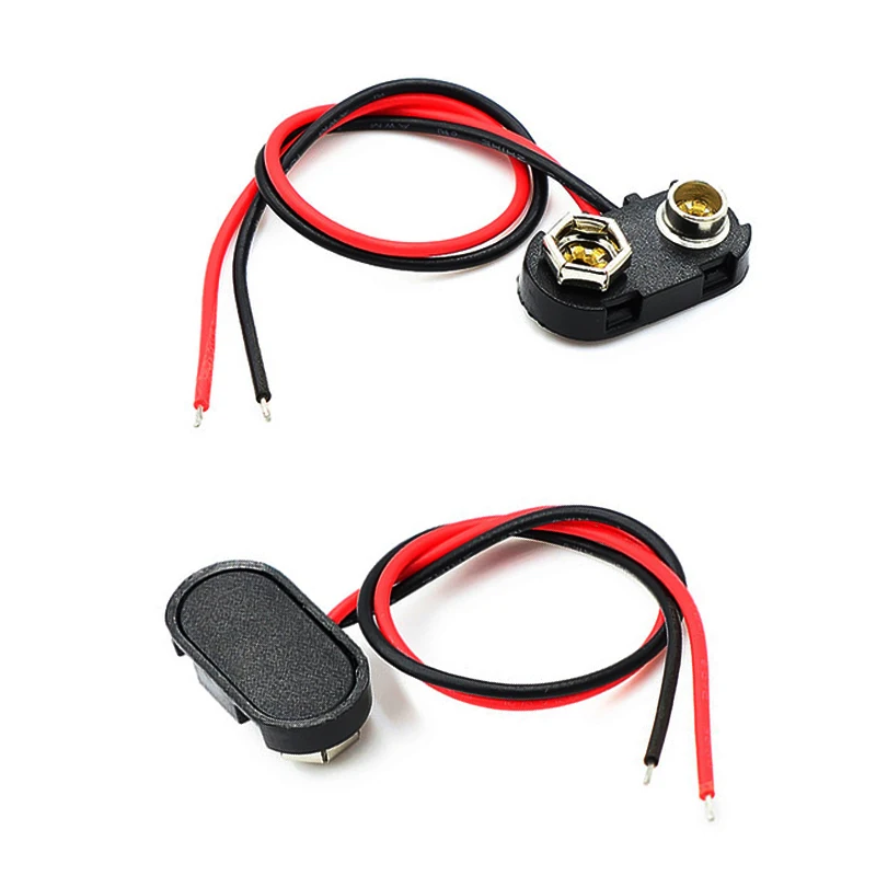 10-50pcs 9v Battery Connector 9V Battery Snap Connector Clip Lead Wires Holder Wire Length 15CM