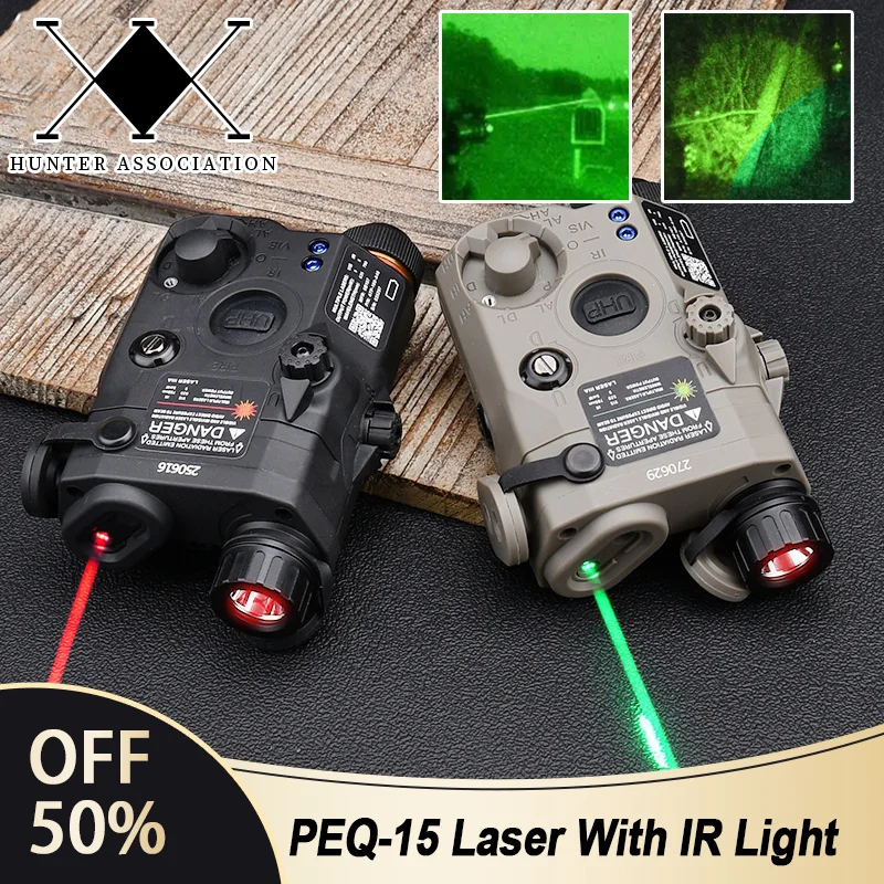 

Tactical Airsoft PEQ-15 Red Dot Green Indcator IR Lighting No White Light Version Hunting Wepon Fit 20mm Rail Scout Laser