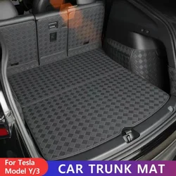 Leather Trunk Mat for Tesla Model Y 2017-2025 Model 3 2021-2025 Full Cover Waterproof Non-Slip Cargo Liner Auto Accessories