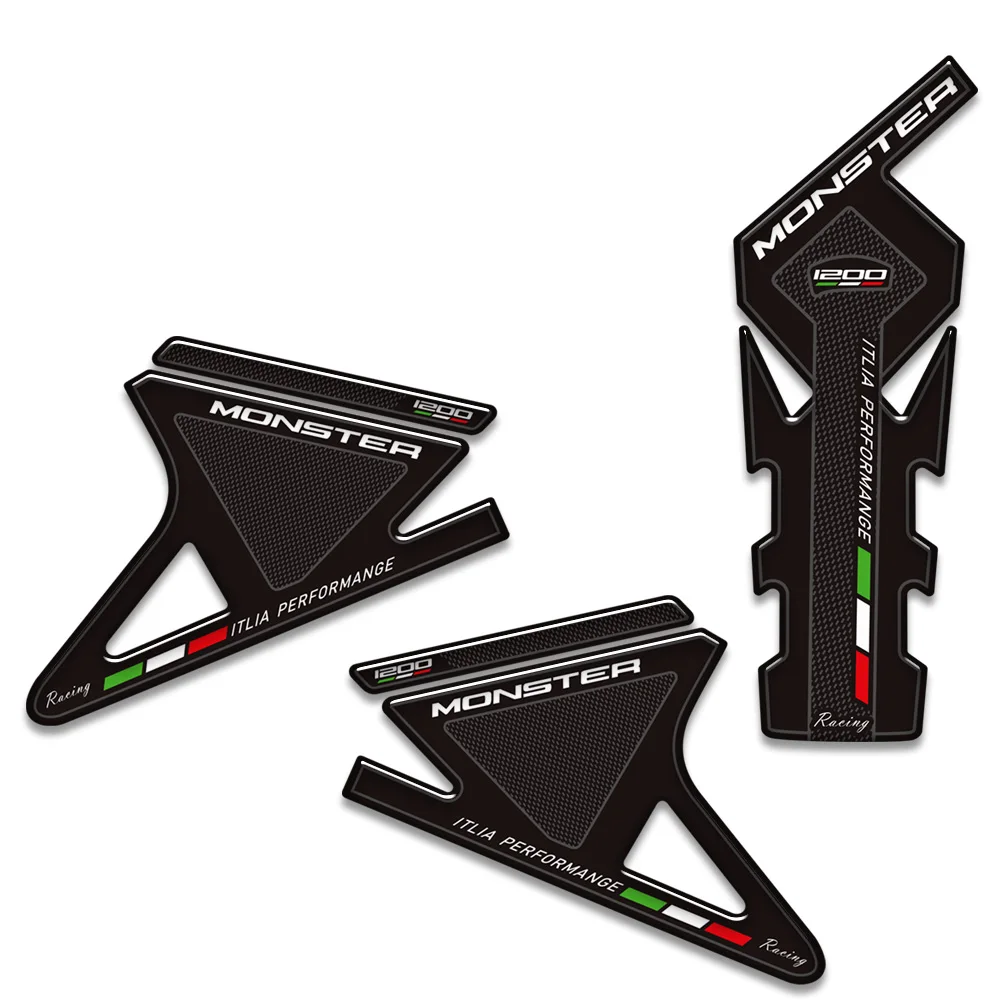 แผ่นกันรอยถังน้ำมันสำหรับรถมอเตอร์ไซค์ Ducati Monster 1200 ชุดกันลื่นข้างถังน้ำมัน ป้องกันเข่า สติ๊กเกอร์ตกแต่งรถมอเตอร์ไซค์