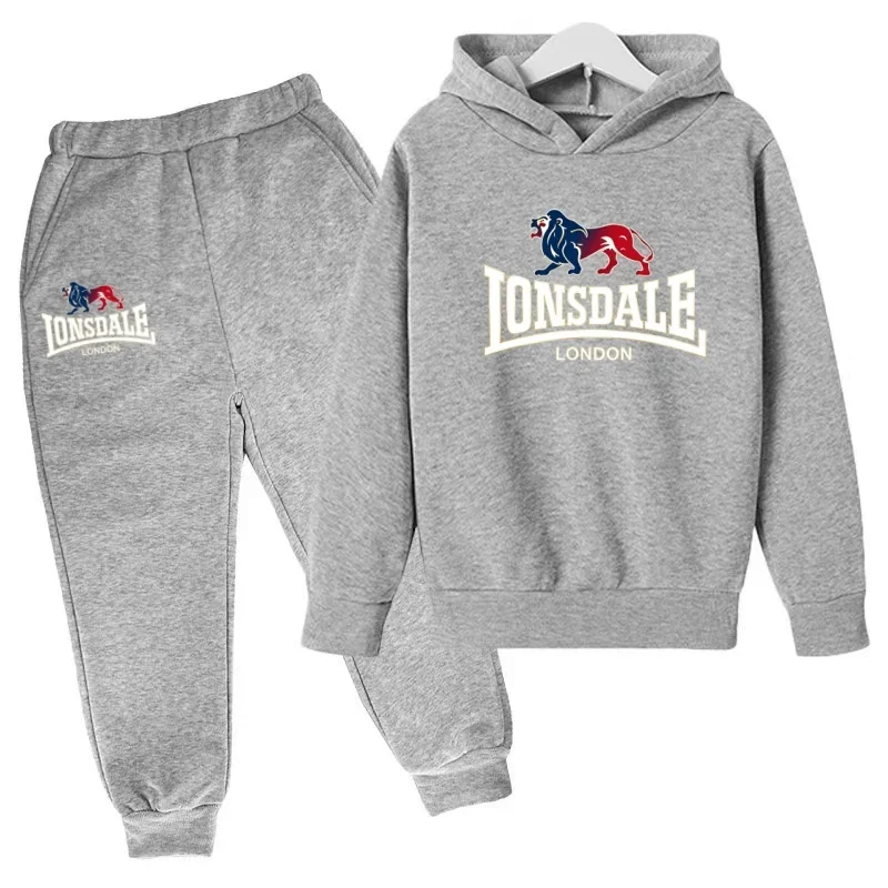 New Children's Sports Outfit with Hooded Sweatshirt - Fashionable Suitable for Boys and Girls Aged 3 To15 Top and Bottom Pieces