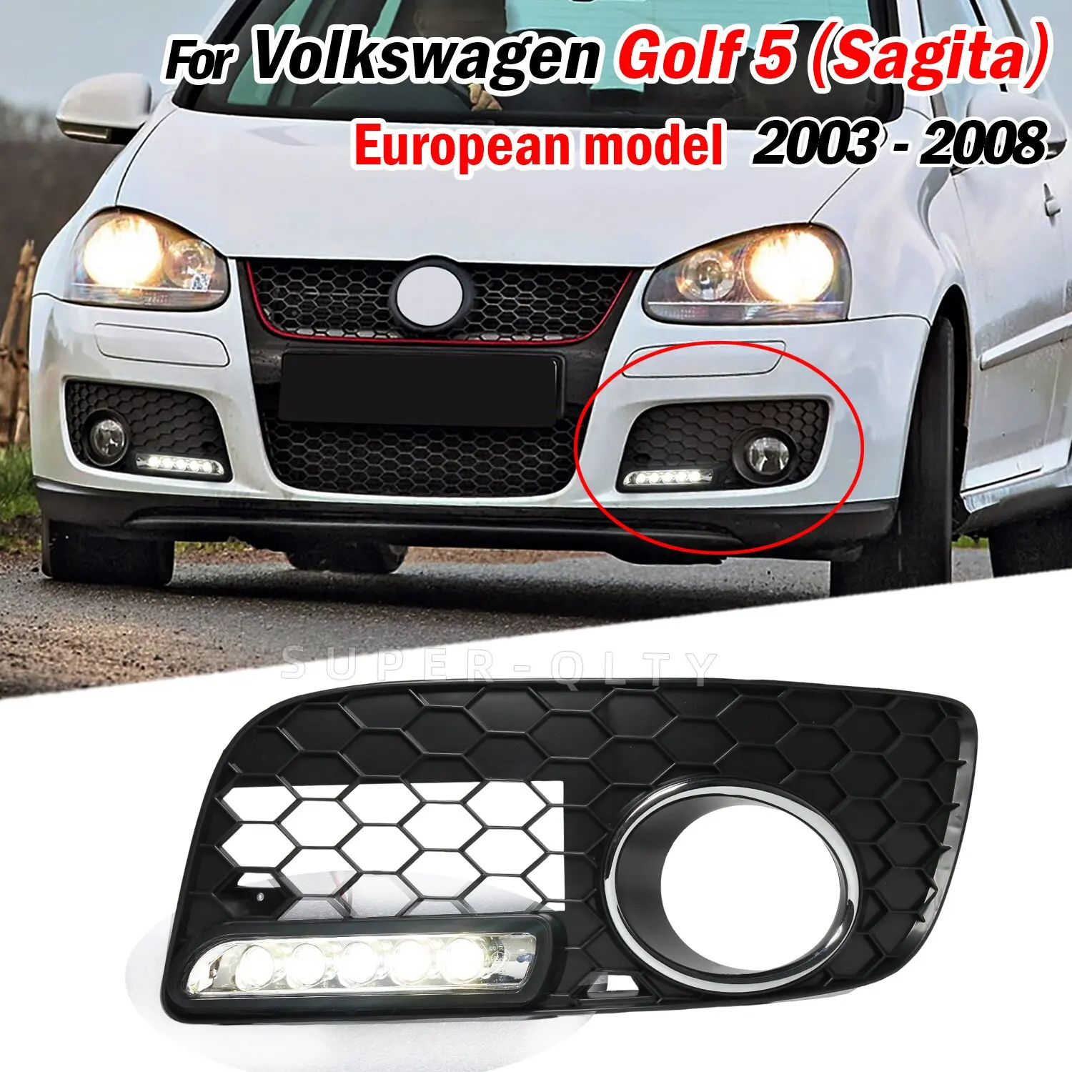 LED DRL For Volkswagen Golf 5 2003-2008 VW (Sagita)  Modify Daytime Running Lights Front Bumper Lights