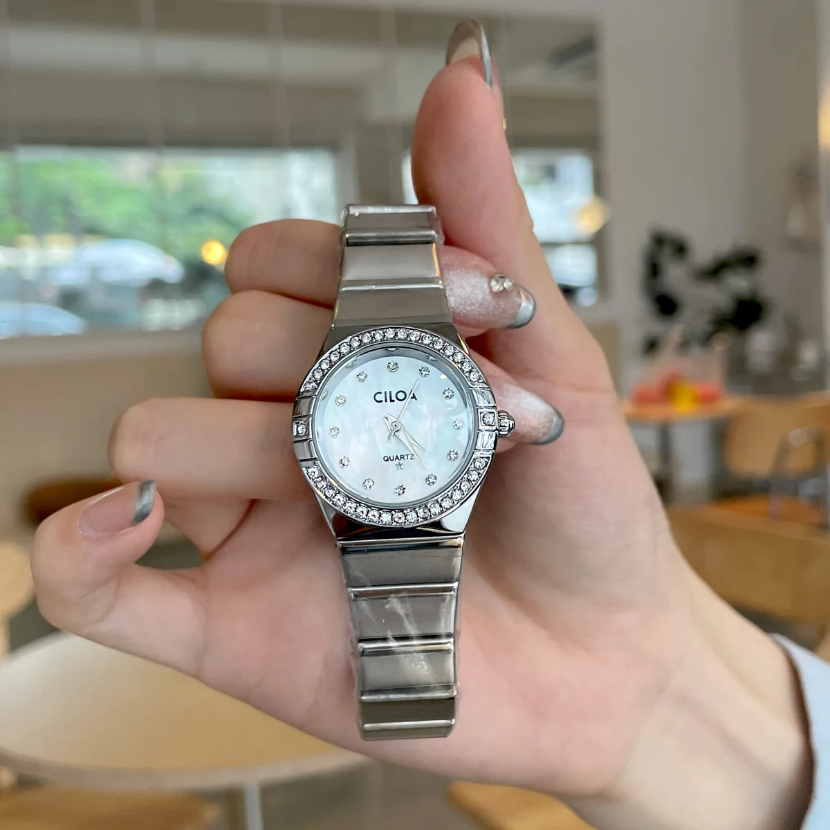 Ladies' Quartz Watch Constellation Series with Sunon Quartz Movement Steel Case 27mm Diameter 9mm Thickness Pearl Dial Butterfly