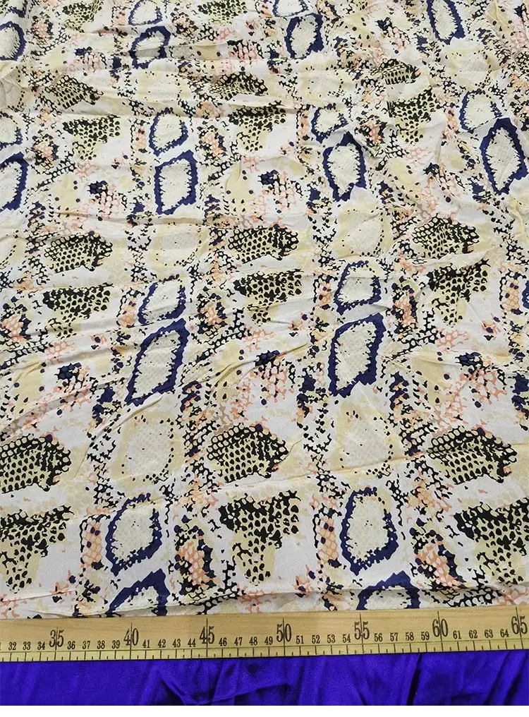 1 meter 100% Mulberry Silk 12 momme Crepe Silk Fabric python skin pattern Printed 140cm 55