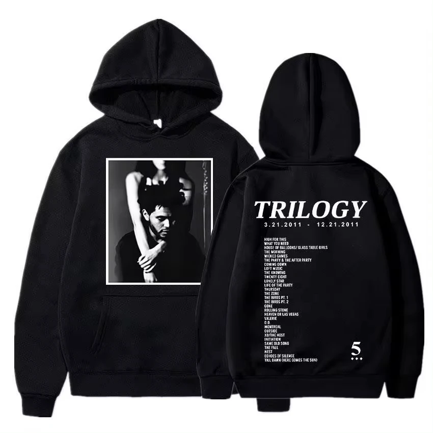 Weeknd Trilogy Music Album Pattern Hoodie Trendy Fashion Hooded Fleece Autumn Winter Pullover Hip-hop Retro Style Sweatshirt