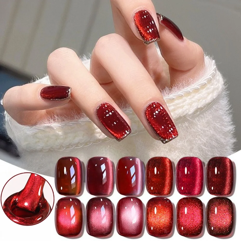 

15 мл блестящий рубиновый кот магнитный гель-лак для ногтей красная серия блестящий полуперманентный замачиваемый дизайн ногтей Varnis DIY маникюр