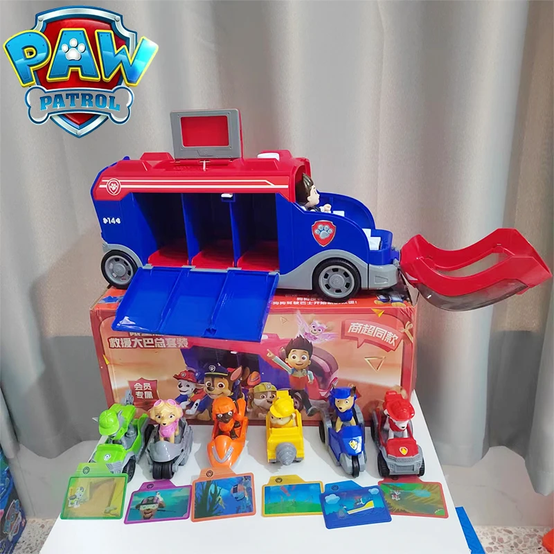 Paw Patrol Pull-back Vehicle Toy Car Figure Cartoon Marshall Rubble Chase Rescue Vehicle Handmade Game Toys Kid Children Gift