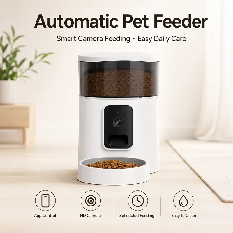Smart Automatic Pet Feeder HD Camera App Control Scheduled Food Dispenser For Cats Dogs