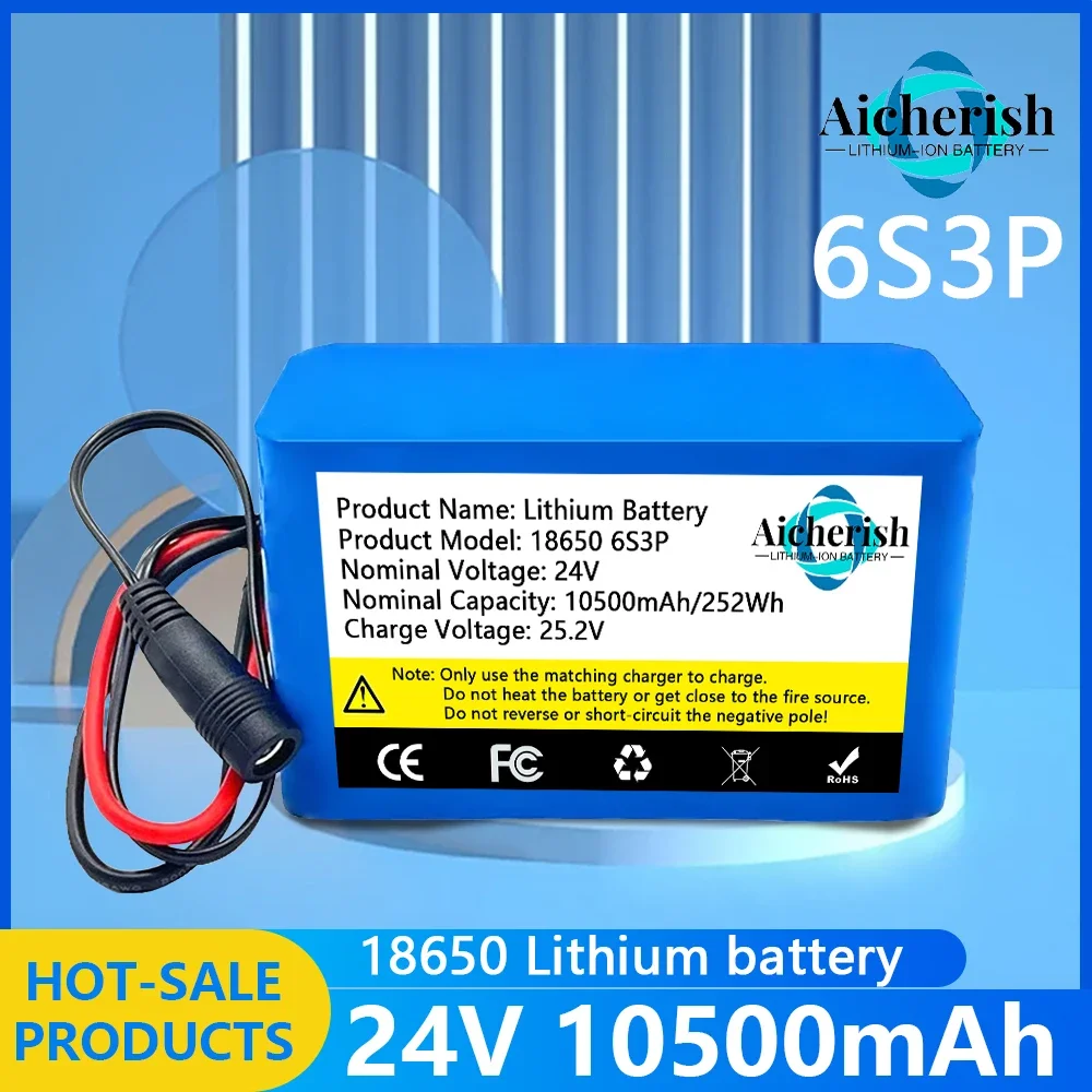 

100% New 24V 10.5Ah 6S3P 18650 Lithium Battery 25,2V 10500mAh Electric Bike Mopped/electric/lithium ions Battery + Charger