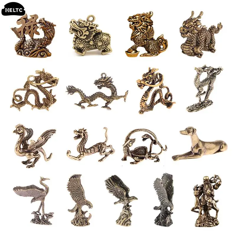 1Pc Pure Brass Flying Dragon Rotating Tibetan Six Character Mantra Keychain Retro Hanging Car Key Chain Pendant Ornament Gift