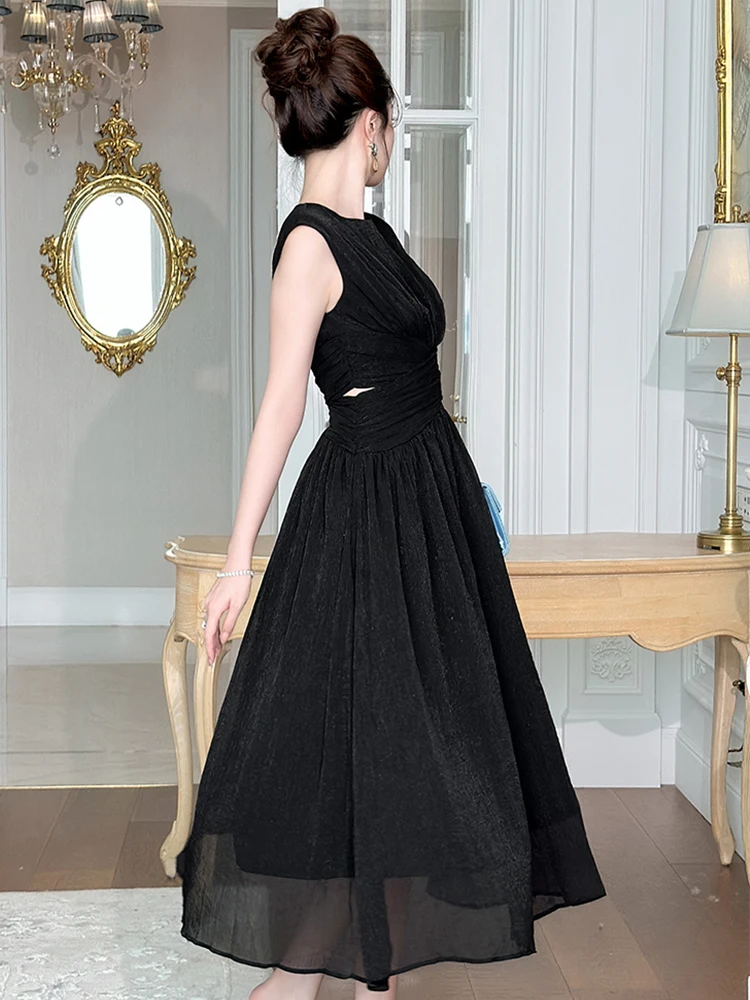 Sommer Mode frauen Ärmelloses Dünnes Midi Kleid Korsett A-line Robe Sommer Elegante Formale Dating Party Kleid Damen Vestidos Neue