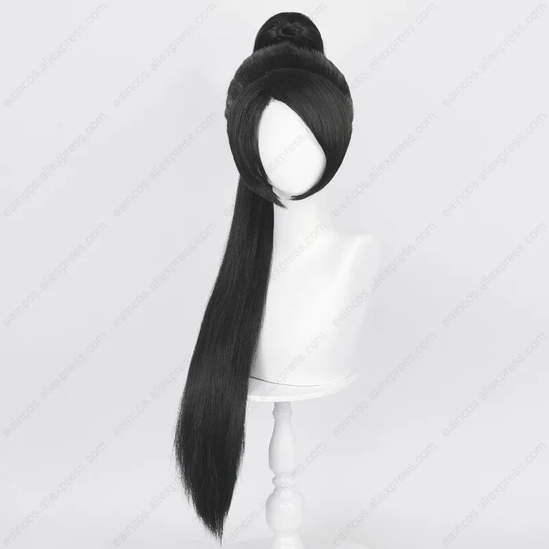 Sage Cosplay Halloween Party Wig Long Black Women Wigs with Ponytail Heat Resistant Synthetic Hair