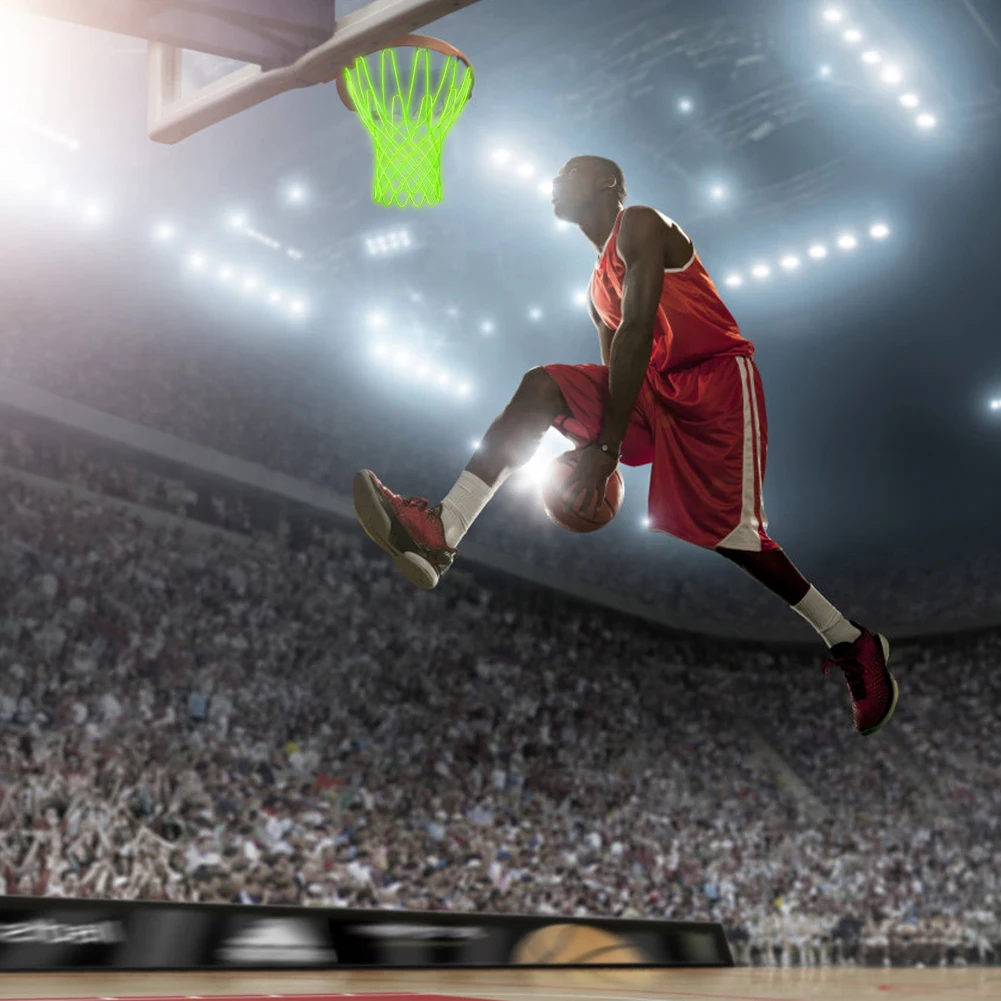 Светящаяся баскетбольная сетка, сверхмощная баскетбольная сетка, утолщенная баскетбольная сетка, баскетбольная сетка премиум-качества, баскетбольная сетка с ночником