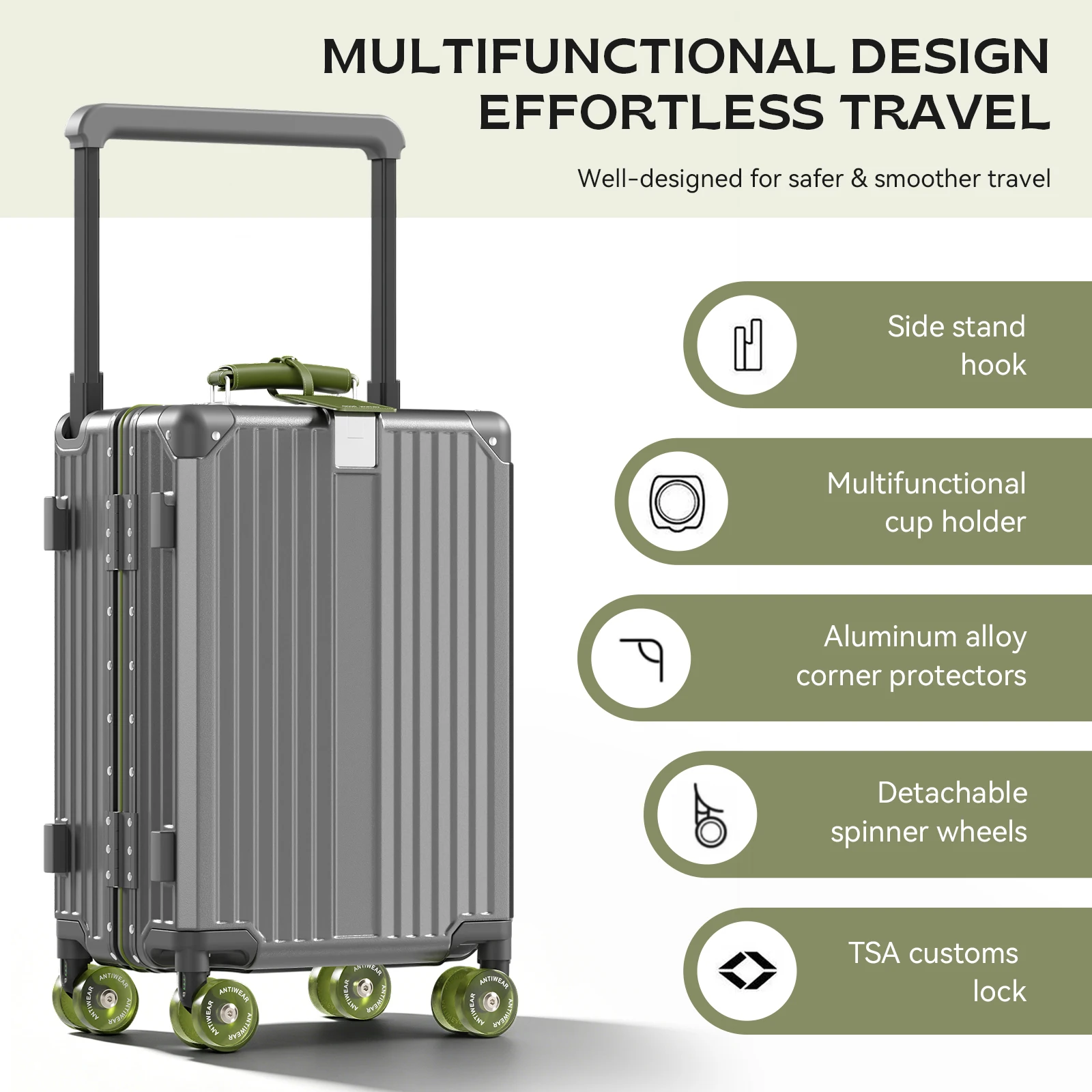 AIWEINY Large Capacity Hard Shell Trolley Case 3/7 Split TSA Lock Detachable Silent Wheels Wide Telescopic Handle Travel Luggage