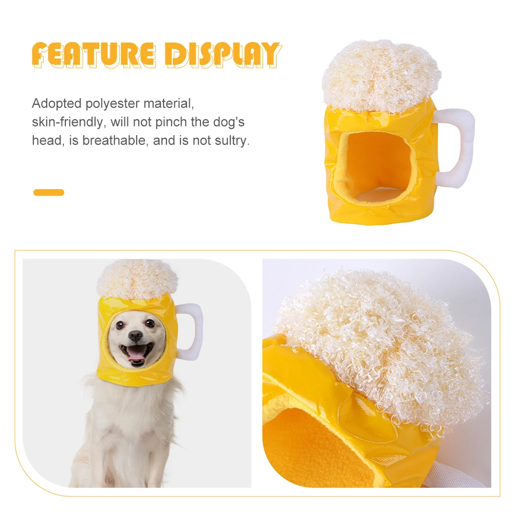 

Pet Hood Cosplay Headwear Beer Mug Novelty Costume for Kitten Dog Cat Polyester Cover Funny Fashion Accessory Photo Props