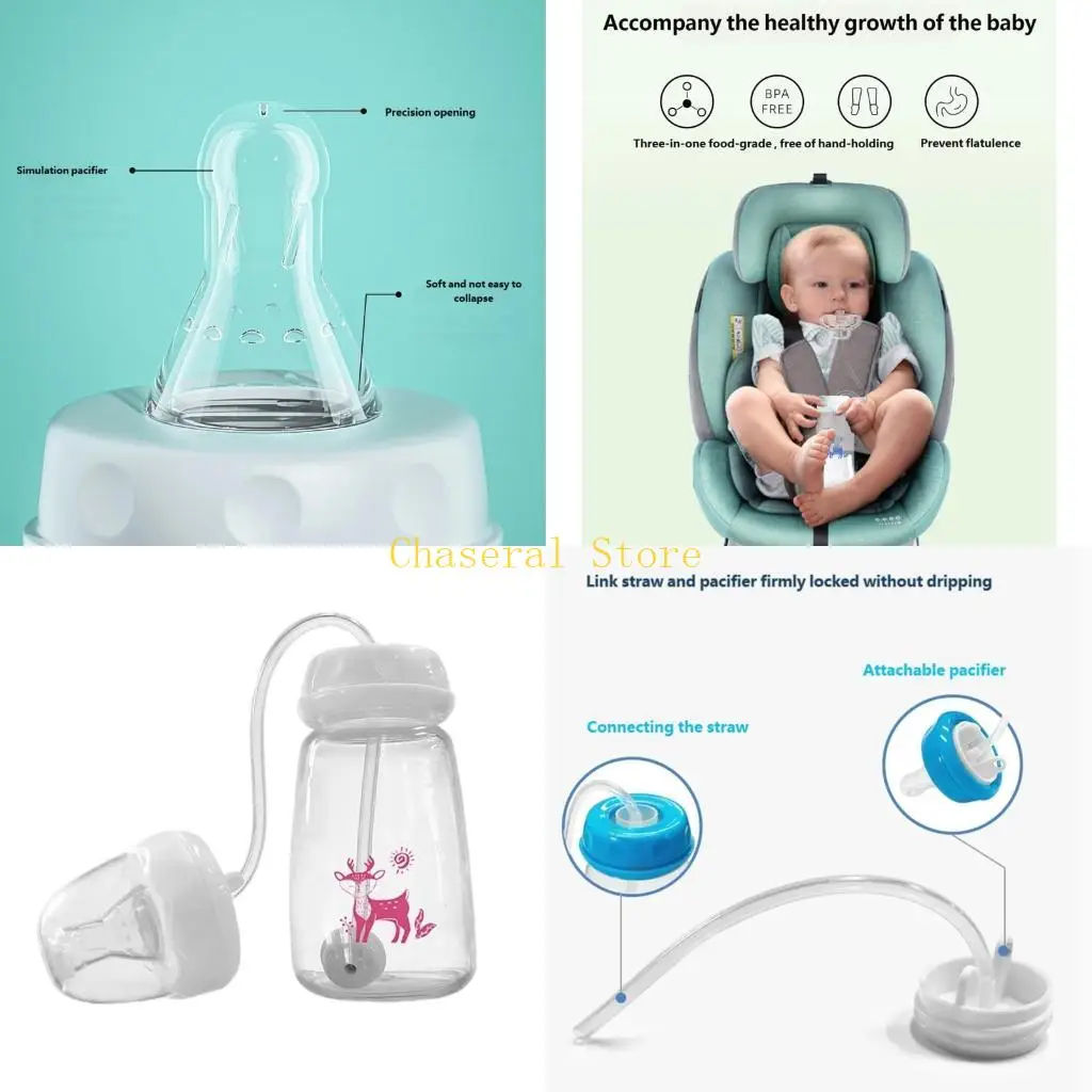 

E7CE 150ml/240ml PP Construction Milk Storage Bottles Wide Neck Feeding Bottle Infant Anti-Colic Drinking Bottle Easy to Grip