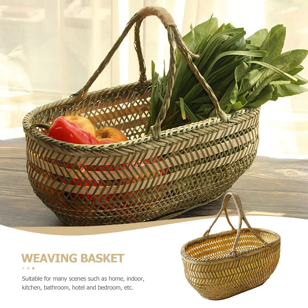 Planter Basket Hand Shopping Rattan Baskets Storage Garden Gathering Vegetables Mushroom