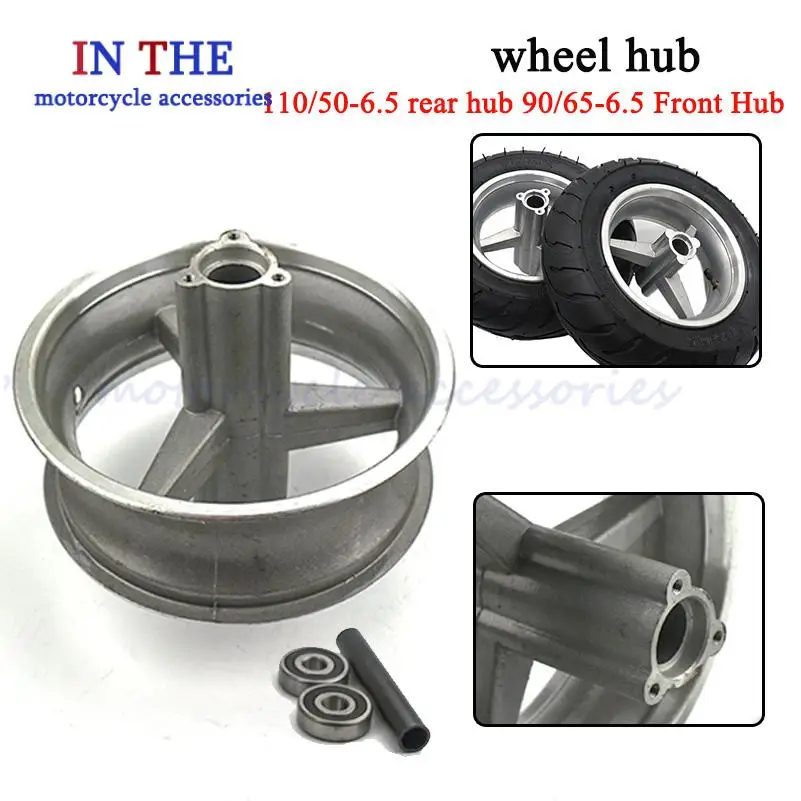 Alloy Rims 6.5 Inch 110/50-6.5 Rear 90/65-6.5 Front Wheel Hub for 47cc 49cc Mini Dirt Bike E-Scooter Mini Moto - Set of 2