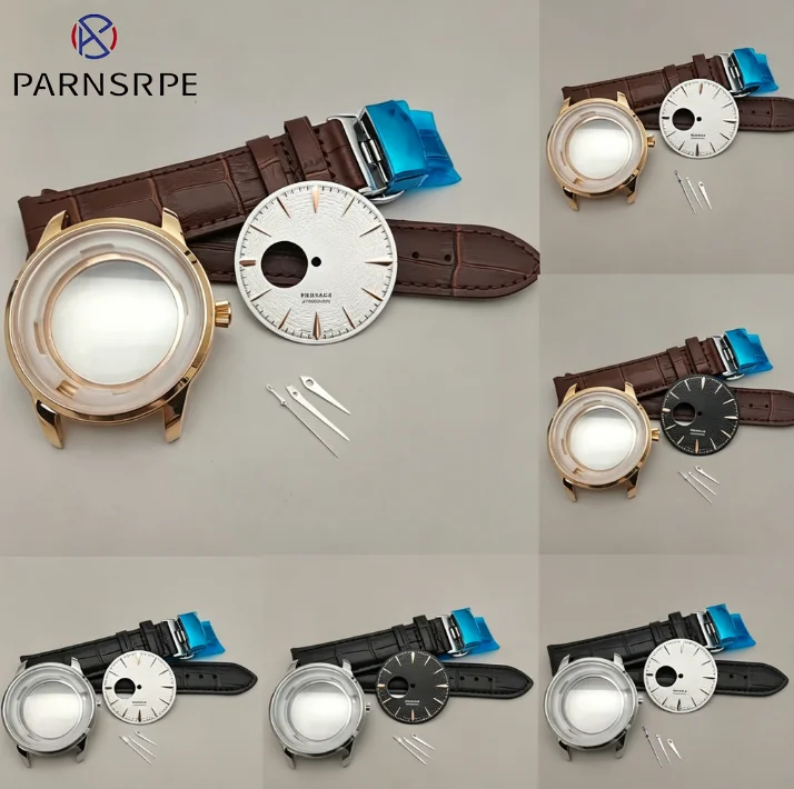 

40mm Men's Mechanical Watch Kit, Hands, Aseptic Skeleton Dial, Case, Strap, NH38 Movement, Water Resistant 100m