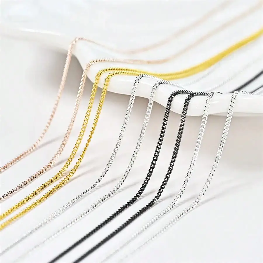 Metal Flat Chain 1 Meter 1mm Gold Silver Nail Art 3D Decoration DIY Manicure Charms Jewelry Accessories Supplies