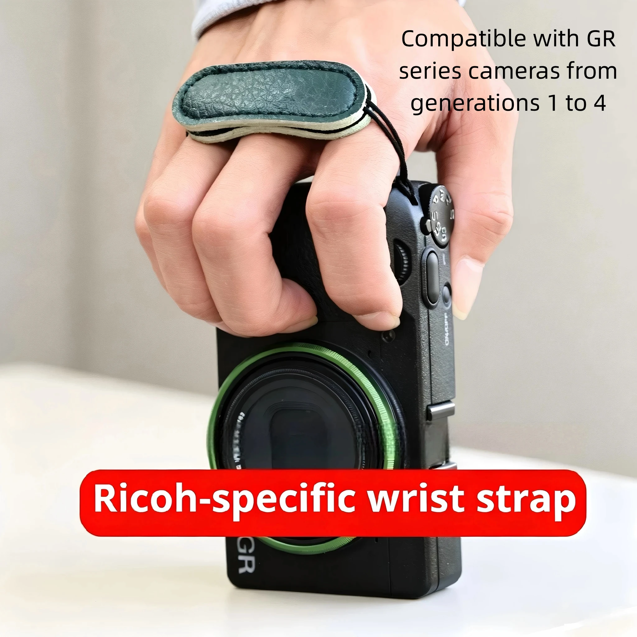Compact Camera Finger Strap For Ricoh GR III GR IIIx GR II GR I, Leather Pad Anti-Drop Slim Lightweight Street Photography GR IV