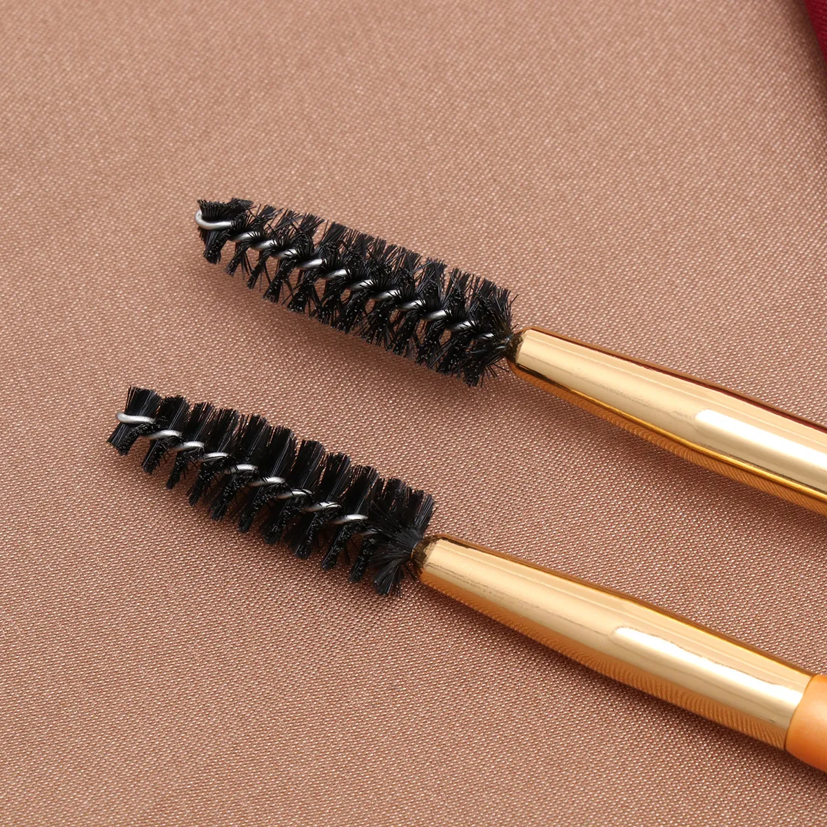 Double Ended Eyebrow Brush Set 3Pcs Angled Brow Definer Soft Fiber Tips Wood Handle Makeup Artist Tool