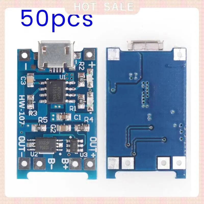 

24-часовая доставка, 50 шт. TP4056 Micro-USB 18650, плата для зарядки литиевой батареи, 5 В, 1 А, модуль зарядного устройства с защитой, двойная функция