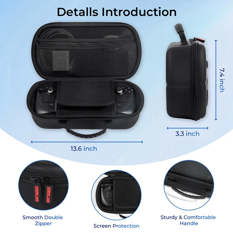 1 pz custodia da viaggio custodia e supporto design PU per Steam Deck/OLED/ASUS ROG Ally/Playstation Portal/Switch/Logitech G