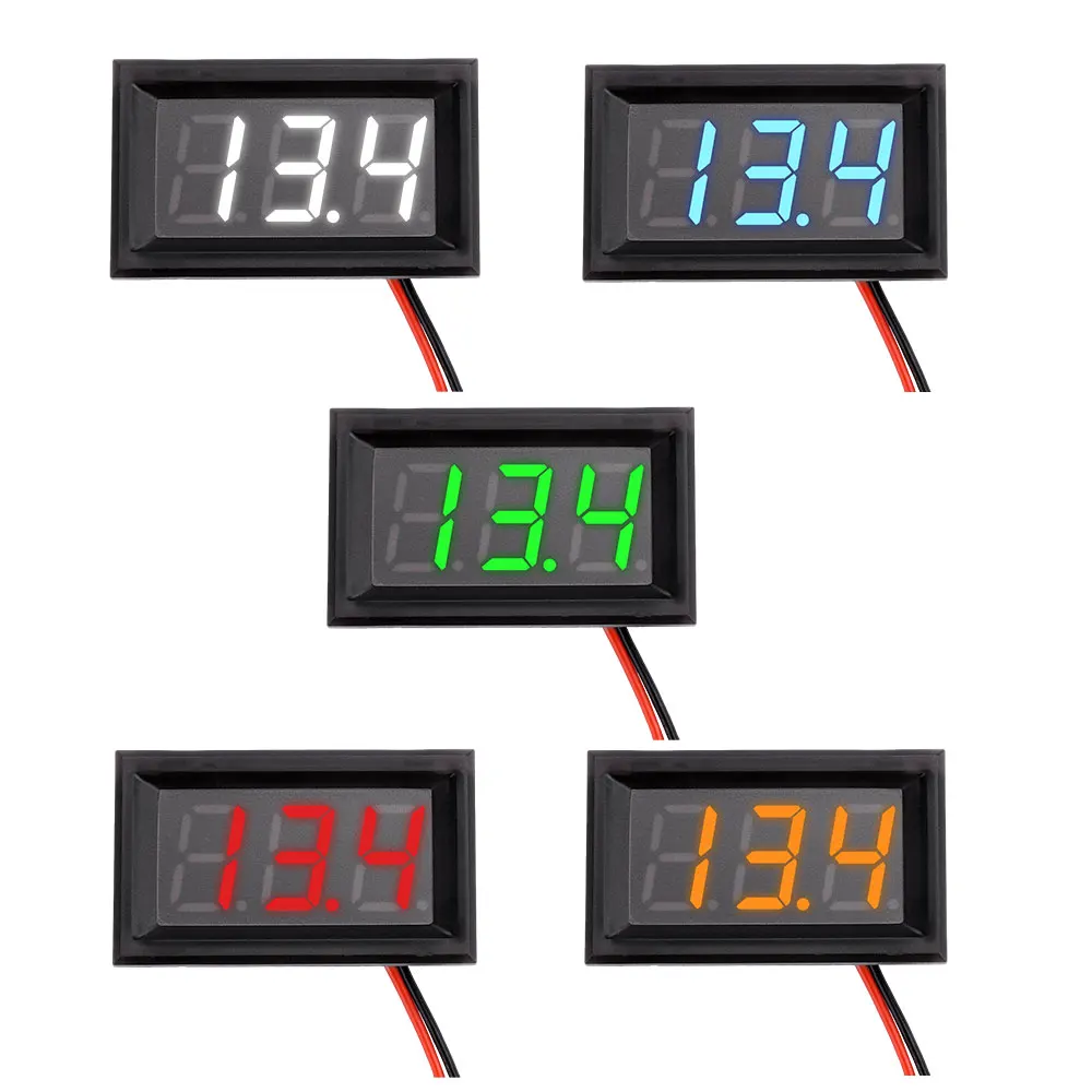 DC 4.5-30V Waterproof Digital Car Voltmeter Automotive Voltage Meter 12V 24V Motorcycle Vehicle LED Display Voltage Tester